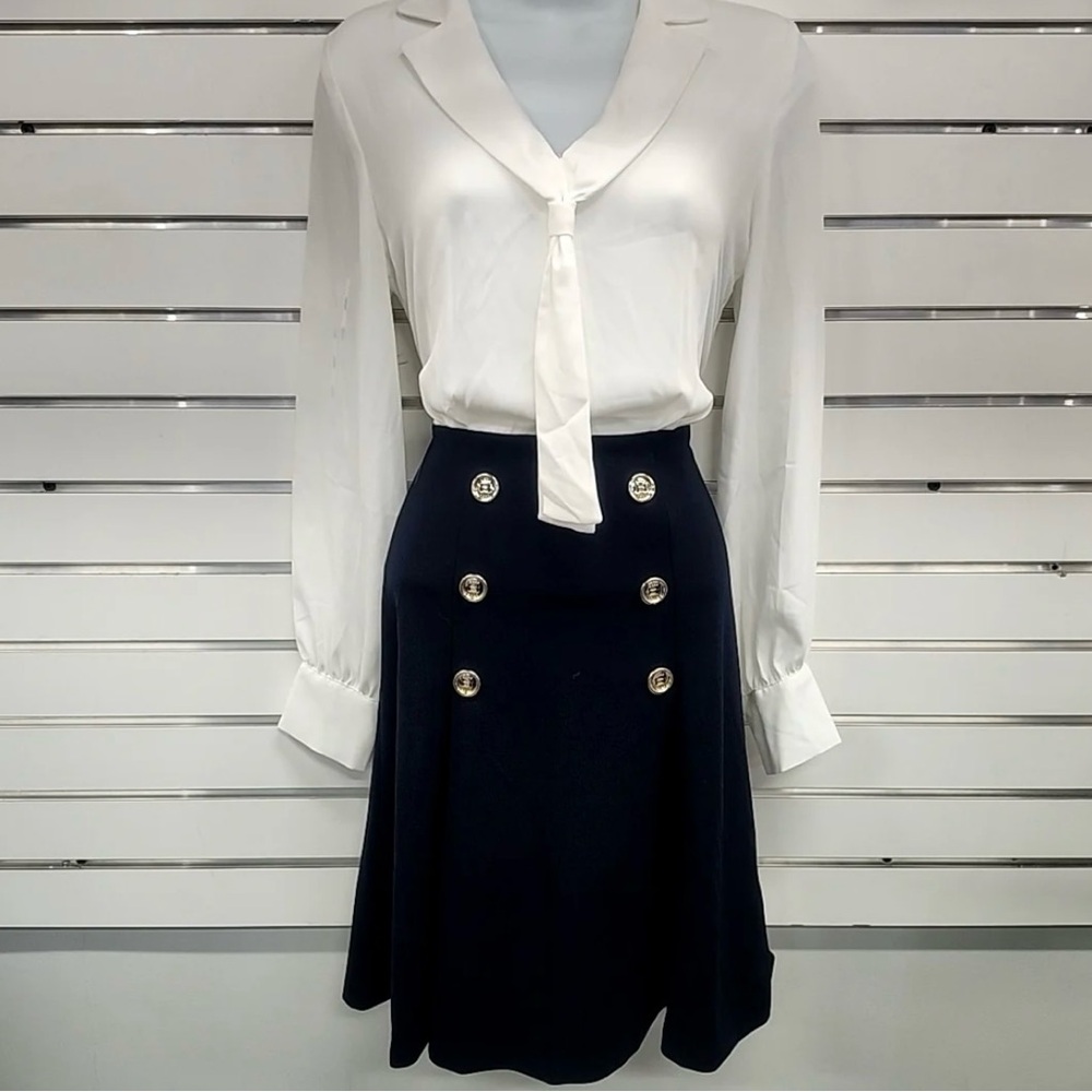 DKNY TIE NECK/BUTTON SKIRT NWOT DRESS SIZE 6